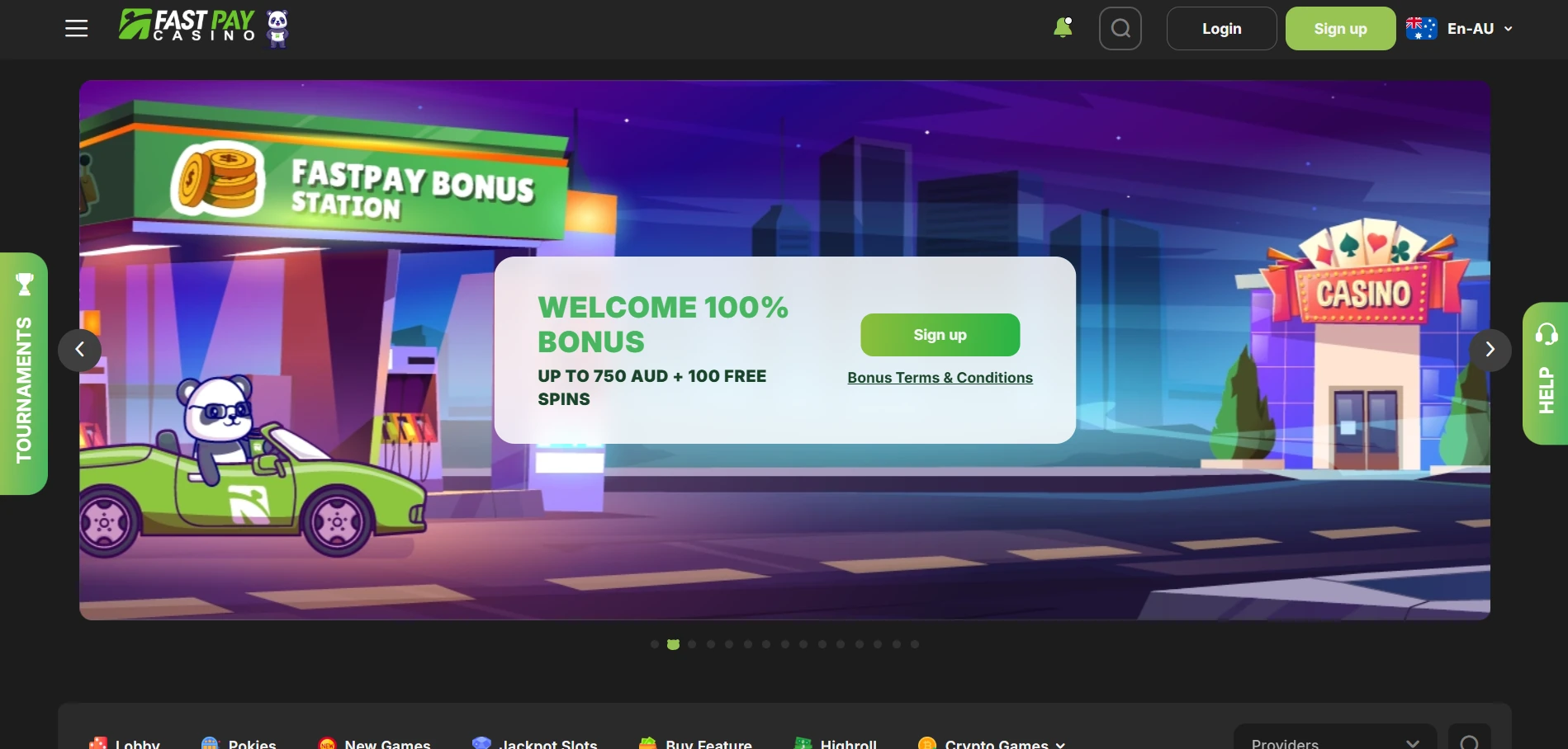 Fastpay home page on a desktop screen